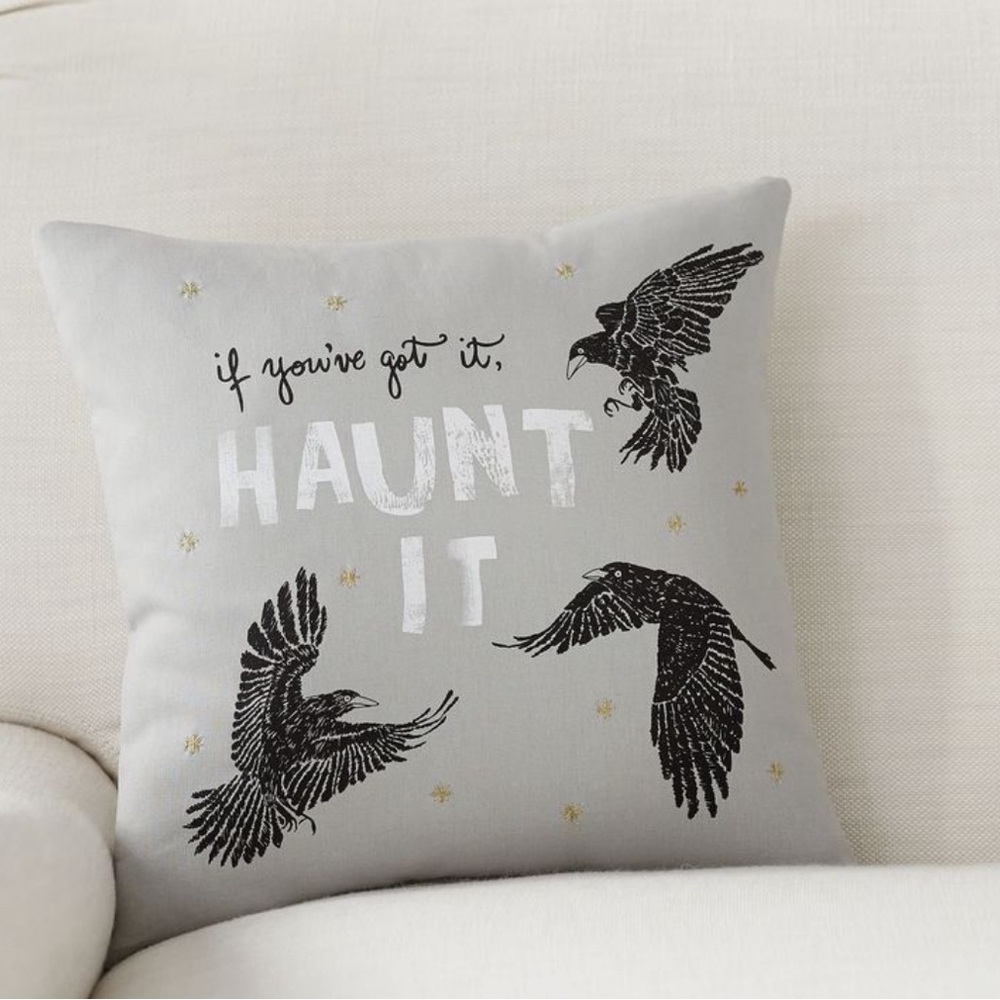 Pottery Barn - Haunt It Pillow, 14", Gray Multi